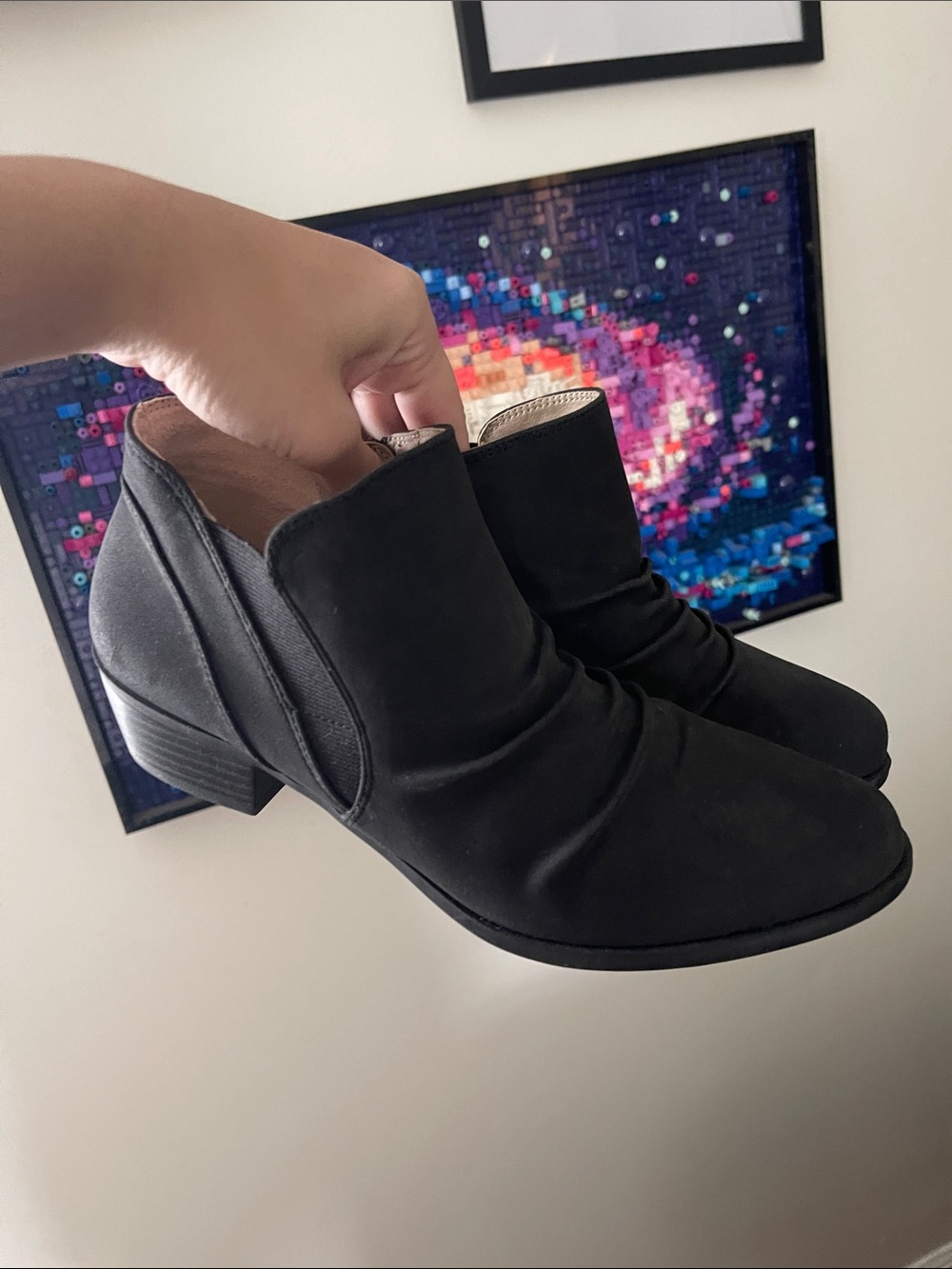 Life Stride Black Suede-Look Ankle Booties